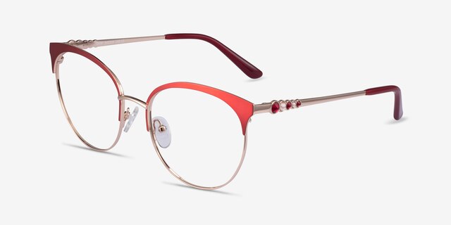 Gem Red Gold MetalEyeglass Frames from EyeBuyDirect, Angle View