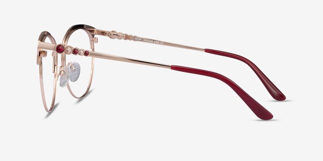 Gem Red Gold MetalEyeglass Frames from EyeBuyDirect, Side View