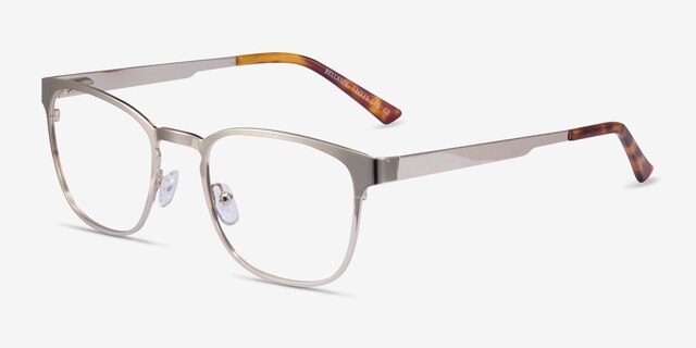 Bellamy Light Gold MetalEyeglass Frames from EyeBuyDirect, Angle View