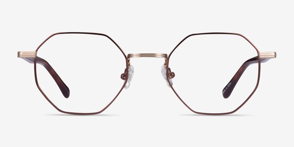 Music Brown Gold Métal Montures de lunettes de vue