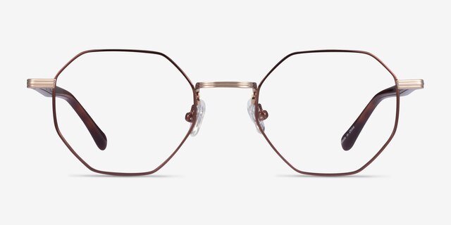 Music Brown Gold MetalEyeglass Frames from EyeBuyDirect, Front View