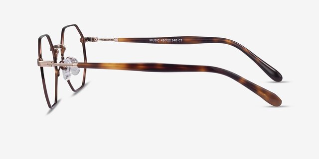 Music Brown Gold MetalEyeglass Frames from EyeBuyDirect, Side View