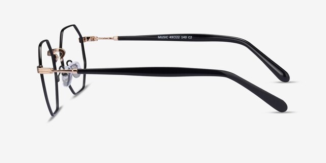 Music Black Gold MétalMontures de lunettes de vue d'EyeBuyDirect, Vue de Côté