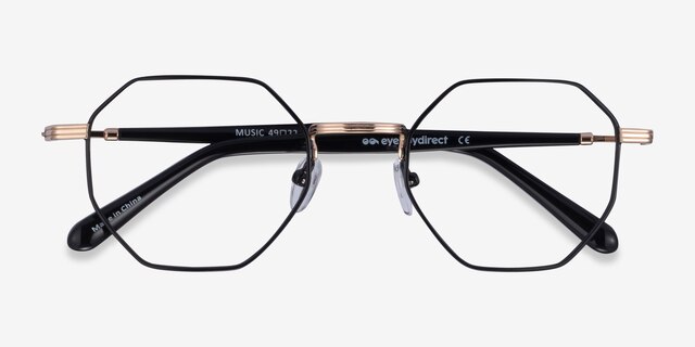 Music Black Gold MétalMontures de lunettes de vue d'EyeBuyDirect, Vue Rapprochée