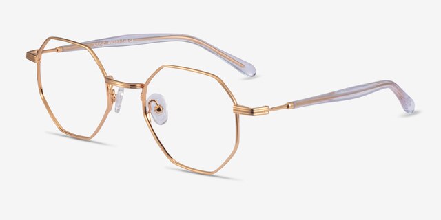 Music Gold Clear MetalEyeglass Frames from EyeBuyDirect, Angle View
