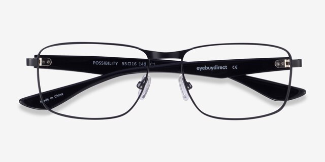 Possibility Matte Black AcetateEyeglass Frames from EyeBuyDirect, Closed View