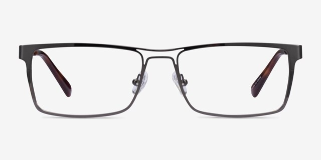 Biloxi Dark Gunmetal MetalEyeglass Frames from EyeBuyDirect, Front View