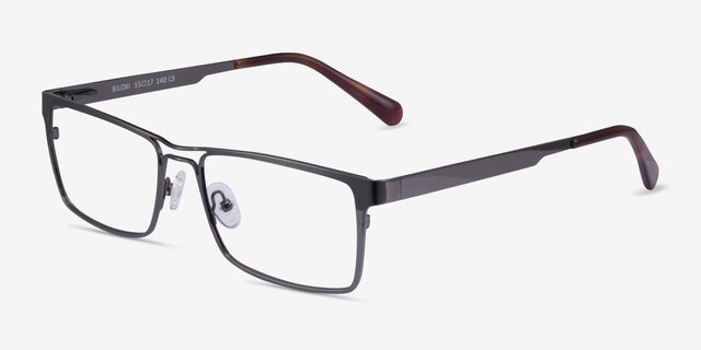 Biloxi Dark Gunmetal MetalEyeglass Frames from EyeBuyDirect, Angle View