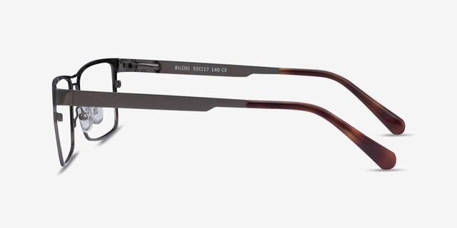 Biloxi Dark Gunmetal MetalEyeglass Frames from EyeBuyDirect, Side View