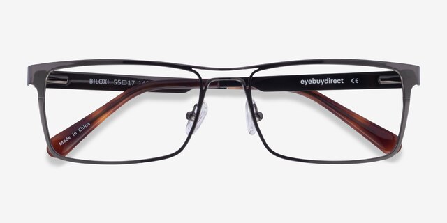 Biloxi Dark Gunmetal MetalEyeglass Frames from EyeBuyDirect, Closed View