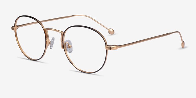Ring Black  Gold MétalMontures de lunettes de vue d'EyeBuyDirect, Vue d'Angle