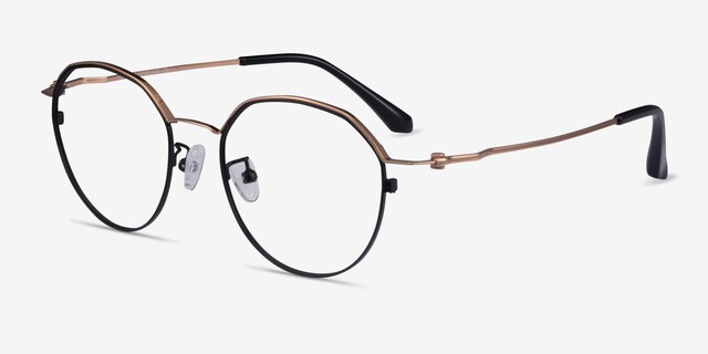 Hills Black  Rose Gold MetalEyeglass Frames from EyeBuyDirect, Angle View