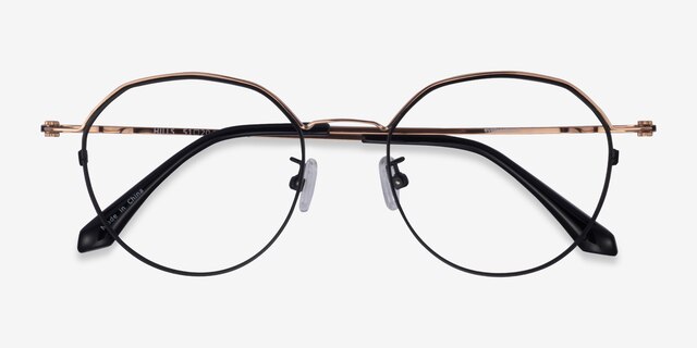 Hills Black  Rose Gold MetalEyeglass Frames from EyeBuyDirect, Closed View