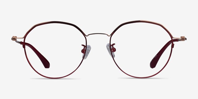 Hills Burgundy  Rose Gold MétalMontures de lunettes de vue d'EyeBuyDirect, Vue de Face