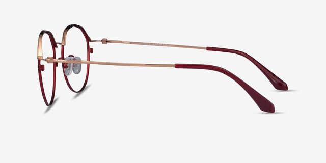 Hills Burgundy  Rose Gold MétalMontures de lunettes de vue d'EyeBuyDirect, Vue de Côté