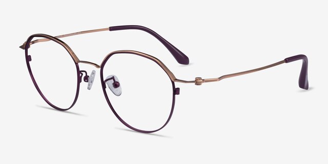 Hills Purple  Rose Gold MetalEyeglass Frames from EyeBuyDirect, Angle View