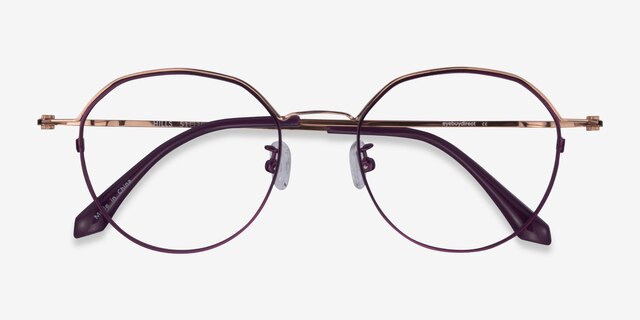 Hills Purple  Rose Gold MetalEyeglass Frames from EyeBuyDirect, Closed View