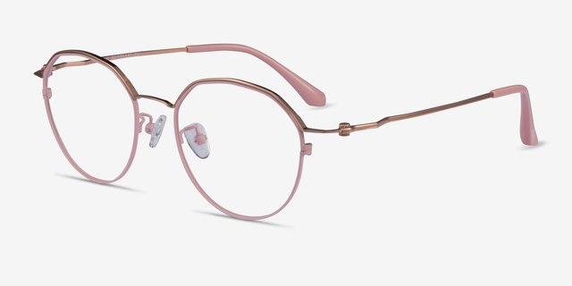Hills Pink  Rose Gold MétalMontures de lunettes de vue d'EyeBuyDirect, Vue d'Angle