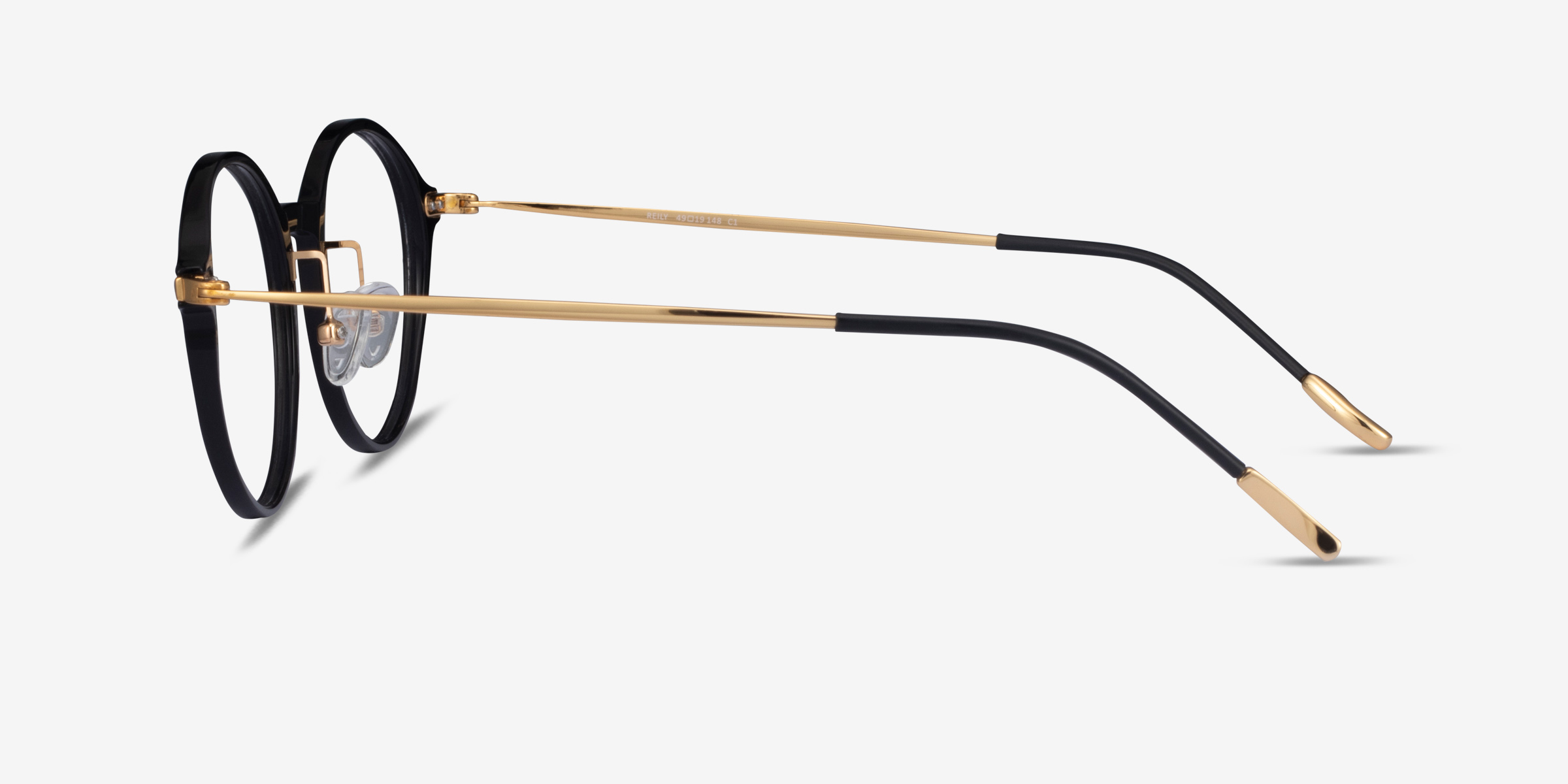 Reily Round Black Gold Full Rim Eyeglasses Eyebuydirect 