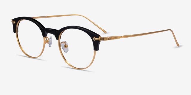 Irvin Black Acetate-metalEyeglass Frames from EyeBuyDirect, Angle View