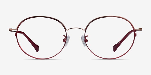 Patel Burgundy  Rose Gold MetalEyeglass Frames from EyeBuyDirect, Front View