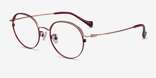 Patel Burgundy  Rose Gold MetalEyeglass Frames from EyeBuyDirect, Angle View