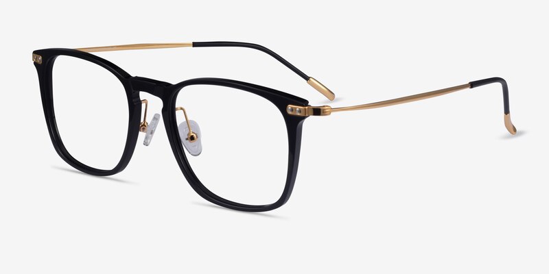 Usman Square Black Gold Full Rim Eyeglasses | Eyebuydirect