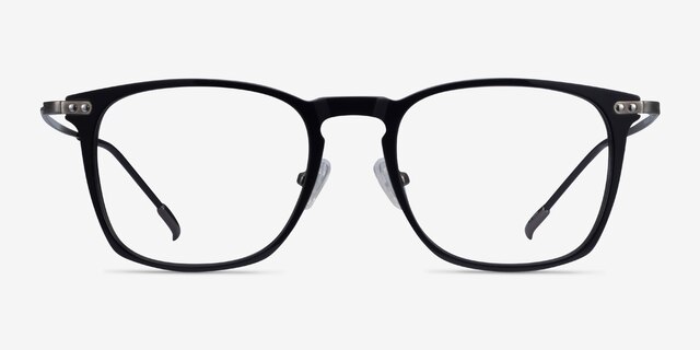 Usman Black  Gunmetal Acetate-metalEyeglass Frames from EyeBuyDirect, Front View