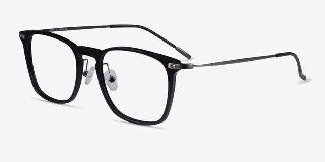Usman Black  Gunmetal Acetate-metalEyeglass Frames from EyeBuyDirect, Angle View
