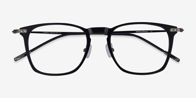 Usman Black  Gunmetal Acetate-metalEyeglass Frames from EyeBuyDirect, Closed View