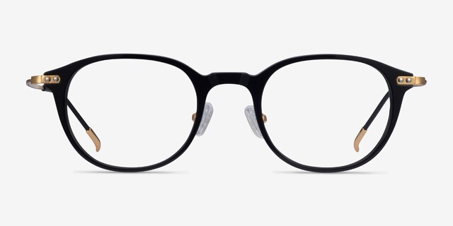 Jones Black  Gold Acetate-metalEyeglass Frames from EyeBuyDirect, Front View