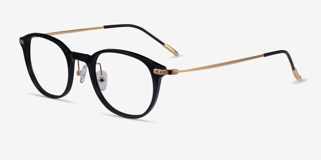 Jones Black  Gold Acetate-metalEyeglass Frames from EyeBuyDirect, Angle View