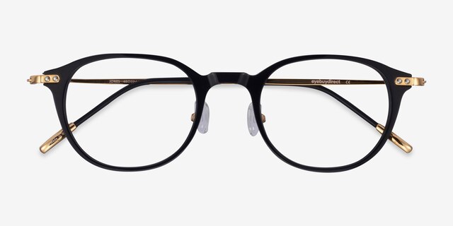 Jones Black  Gold Acetate-metalEyeglass Frames from EyeBuyDirect, Closed View