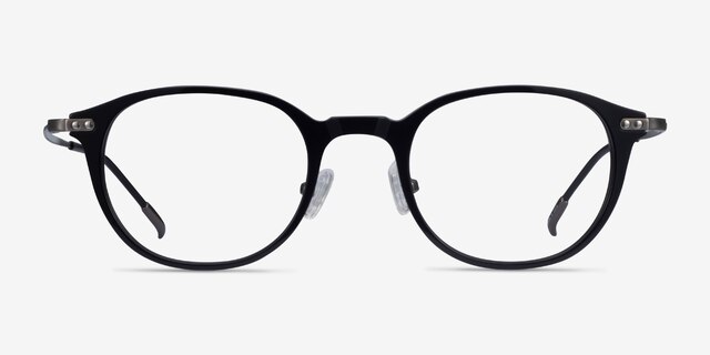 Jones Black  Gunmetal Acetate-metalEyeglass Frames from EyeBuyDirect, Front View