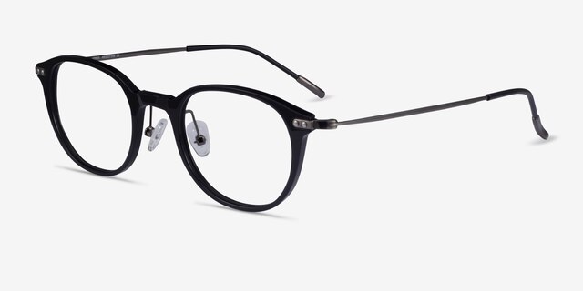 Jones Black  Gunmetal Acetate-metalEyeglass Frames from EyeBuyDirect, Angle View