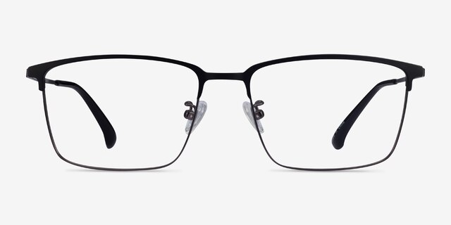 Example Black Gunmetal MetalEyeglass Frames from EyeBuyDirect, Front View