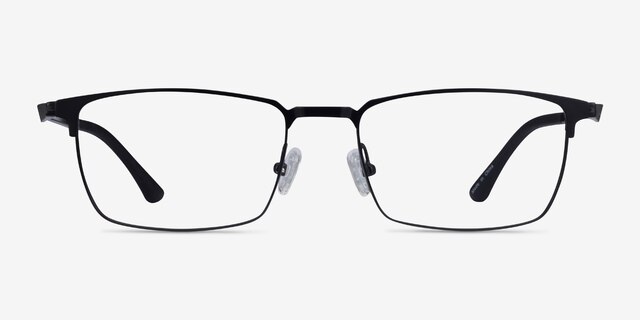 Evans Black Plastic-metalEyeglass Frames from EyeBuyDirect, Front View