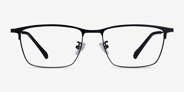 Ipsum Black MetalEyeglass Frames from EyeBuyDirect, Front View