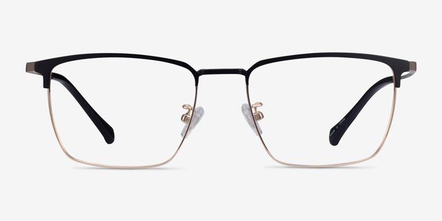 Fungi Black  Gold MetalEyeglass Frames from EyeBuyDirect, Front View