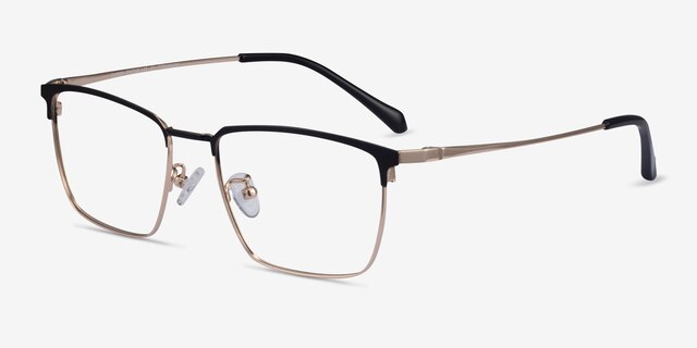 Fungi Black  Gold MetalEyeglass Frames from EyeBuyDirect, Angle View