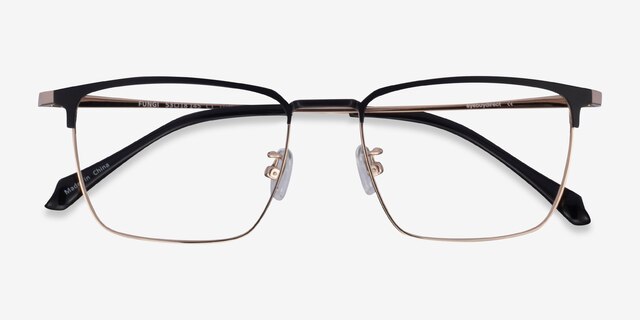 Fungi Black  Gold MetalEyeglass Frames from EyeBuyDirect, Closed View