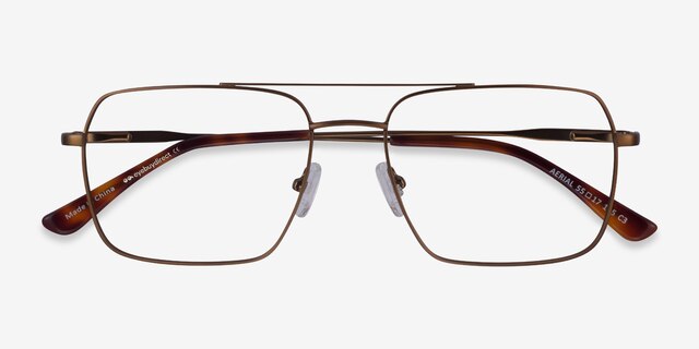 Aerial Bronze MetalEyeglass Frames from EyeBuyDirect, Closed View