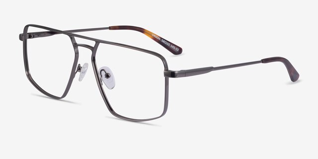 Orson Dark Gunmetal MetalEyeglass Frames from EyeBuyDirect, Angle View