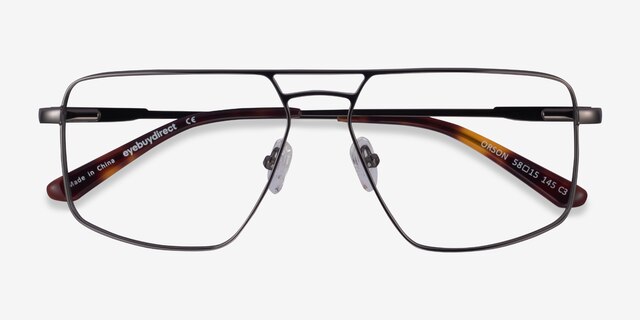Orson Dark Gunmetal MetalEyeglass Frames from EyeBuyDirect, Closed View