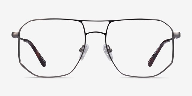 Carlo Matte Gunmetal MetalEyeglass Frames from EyeBuyDirect, Front View