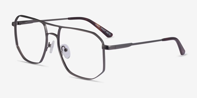 Carlo Matte Gunmetal MetalEyeglass Frames from EyeBuyDirect, Angle View
