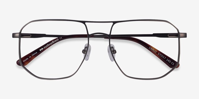 Carlo Matte Gunmetal MetalEyeglass Frames from EyeBuyDirect, Closed View