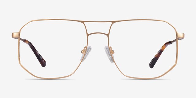 Carlo Brushed Gold MetalEyeglass Frames from EyeBuyDirect, Front View