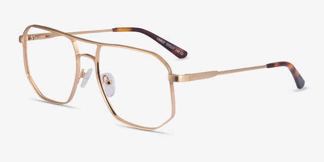Carlo Brushed Gold MetalEyeglass Frames from EyeBuyDirect, Angle View