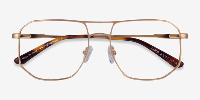 Carlo Brushed Gold MetalEyeglass Frames from EyeBuyDirect, Closed View